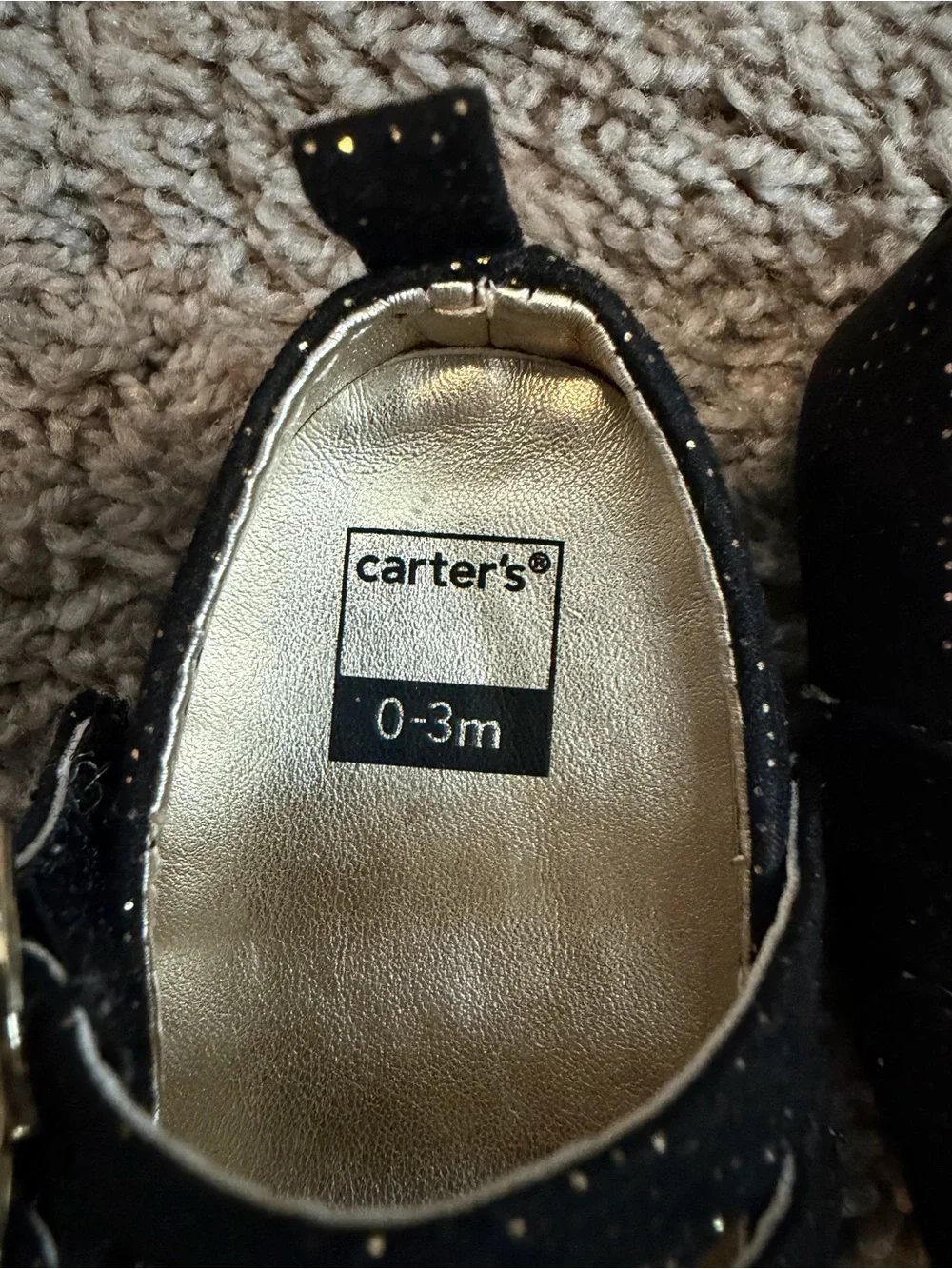 Carter's Black & Gold Glitter Baby Shoes